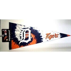 Detroit Tigers MLB Baseball Pennant Felt Tie Dye Design Authentic‎ 12x30 NWT